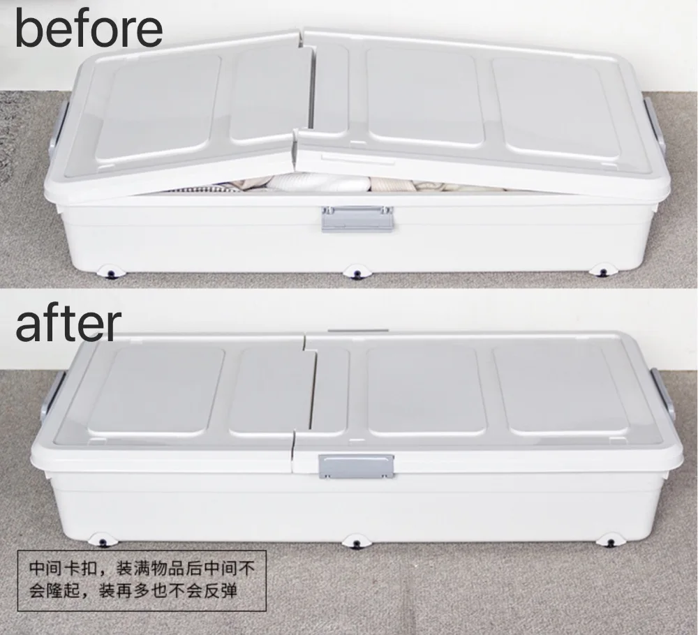 Плоский нижний ящик для хранения с колесами большой утолщенной одежды отделка кровати нижний шкив одеяло плоский пластиковый герметичный
