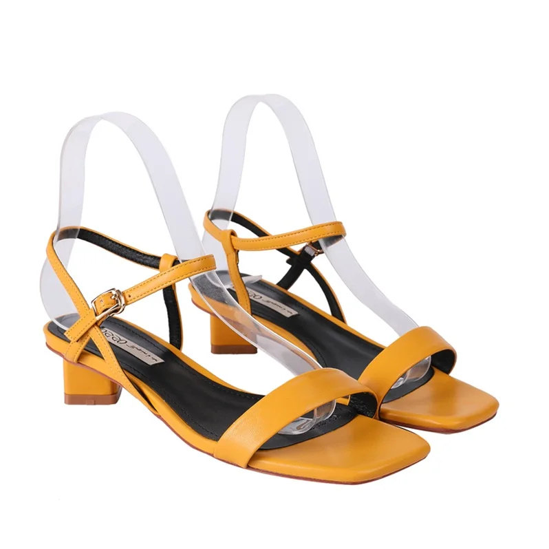 

Moraima Snc 2019 Concise Newest Lady Summer Shoes Solid Orange Red White Open Toe Female Party Sandals Women Fashion Med Heels