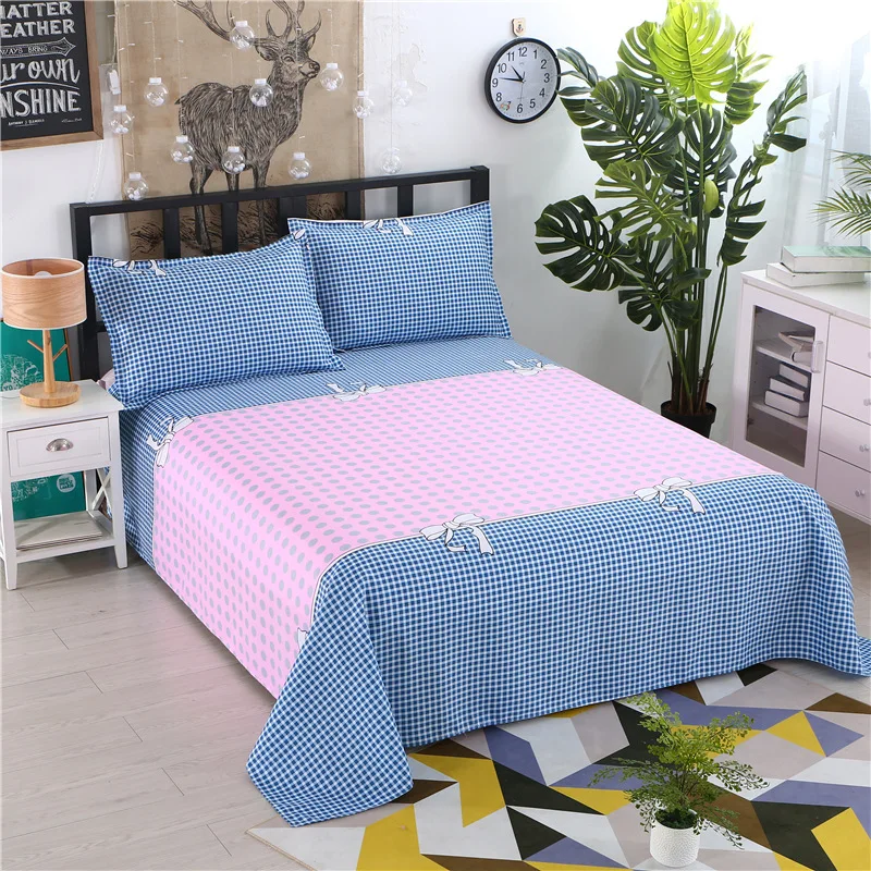 1 шт. полиэстер всесезонное плоское постельное белье с принтом голубого ночного