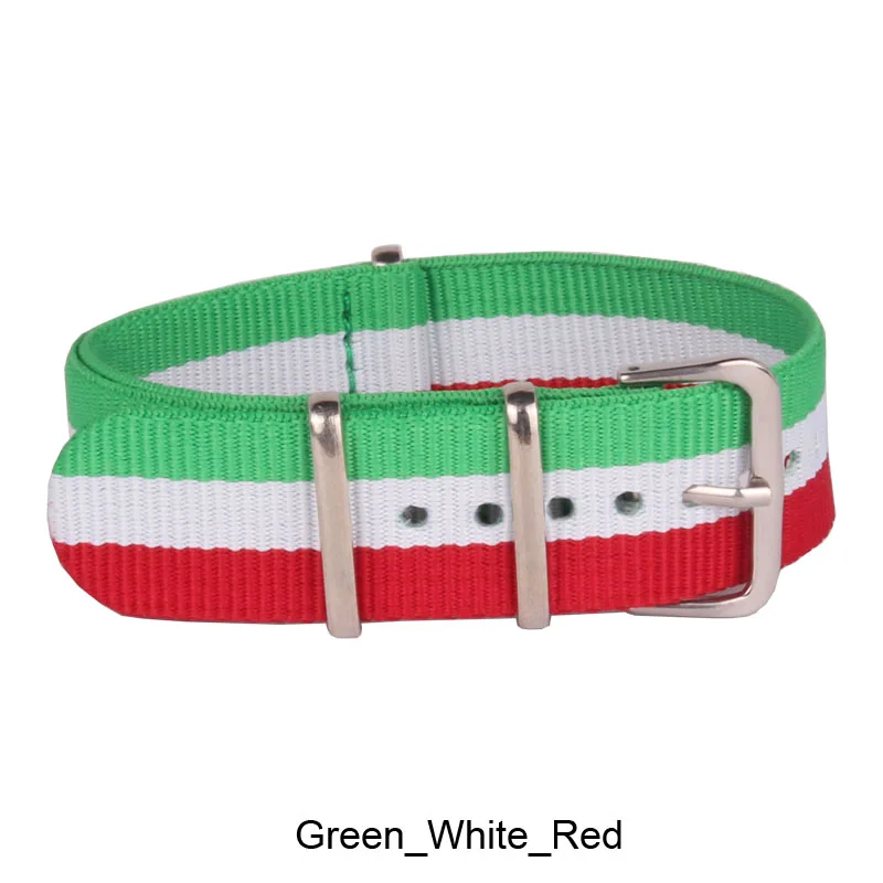 Купите 2 получите скидку 10%) 22 мм нейлоновые часы Nato Green_White_Red Stripes армейская