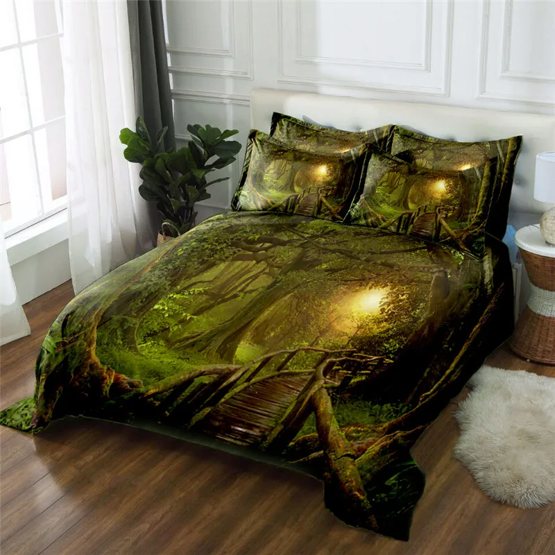 

New Product Jungle scenery 3D printed 4 Pcs Bedding Set Microfiber Bedclothes Bed Linens Duvet Cover Set Bed Sheet