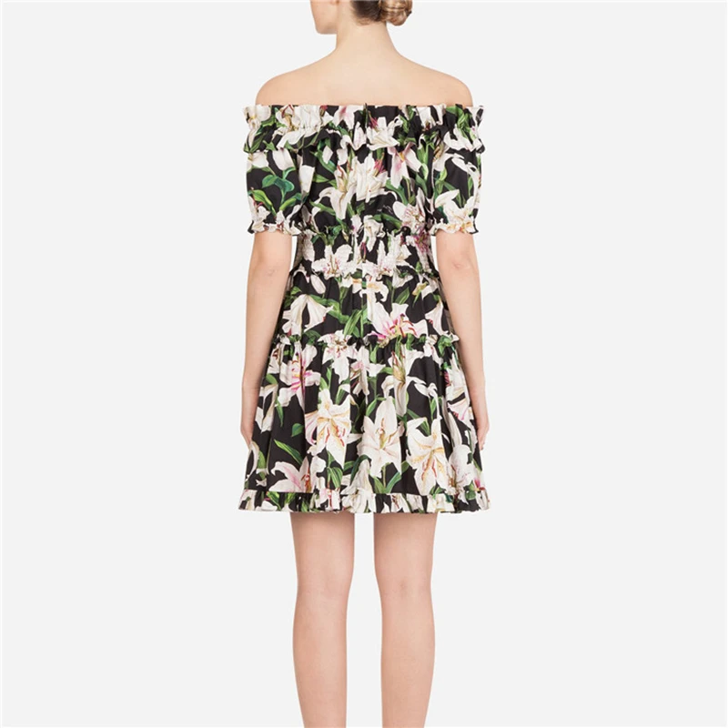 2019 Летний пляж отпуск вечерние платье Для женщин с открытыми плечами Цветочный