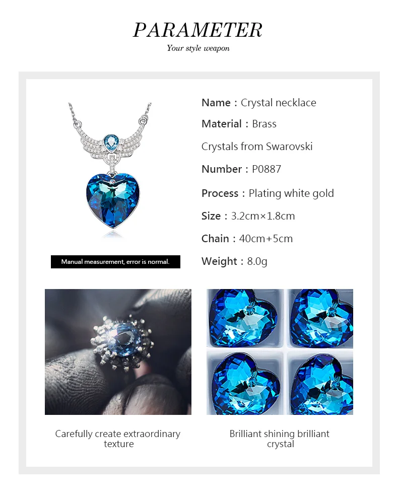CDE роскошные украшения с кристаллами Swarovski ожерелья ювелирные изделия для женщин голубое сердце кулон крылья ювелирные изделия Изысканные Подарки