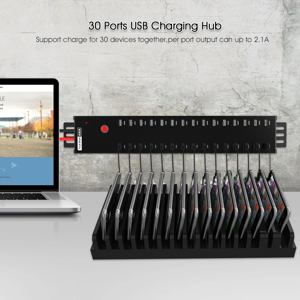 Sipolar A-812 Промышленный 30-портовый USB 2.0 хаб высокой скорости USB для зарядки и синхронизации данных смартфонов и планшетов A-812.
