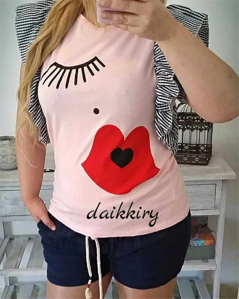 2019 повседневные смешные футболки с рукавом бабочкой женская летняя уличная