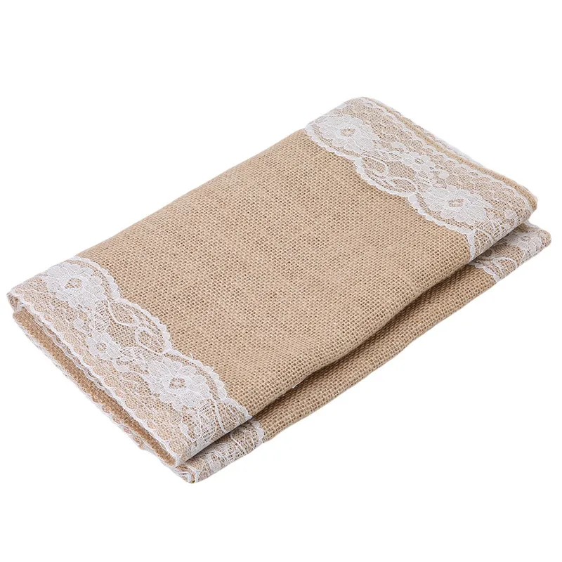 

Rustic Burlap Lace Wedding Accessories Table Runner Party Event Supplies Hessian Burlap Vintage Retro Decoration For Christmas