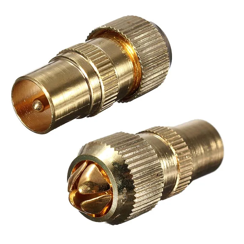 Позолоченный PAL Мужской Джек ТВ Антенный Разъем RF антенный коаксиальный адаптер