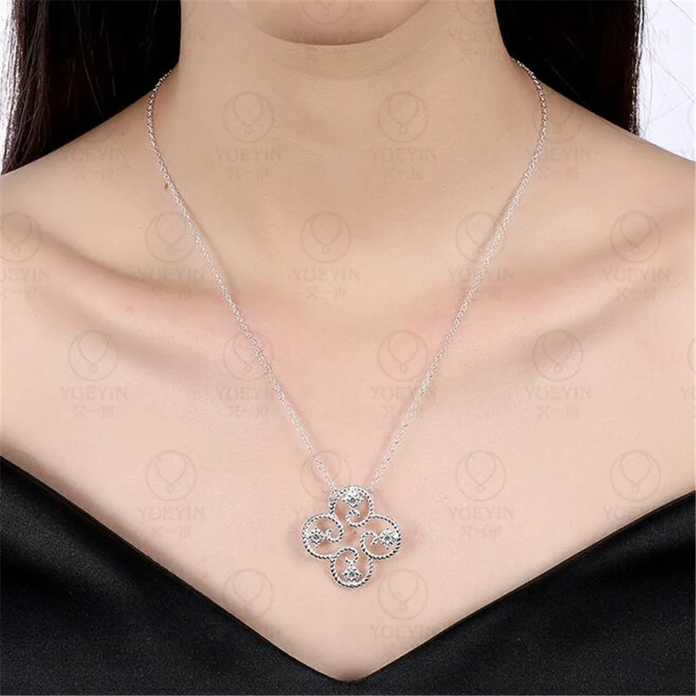 Lucky Flower серебро 925 пробы цветное ожерелье четыре листа клевера Женские Ювелирные