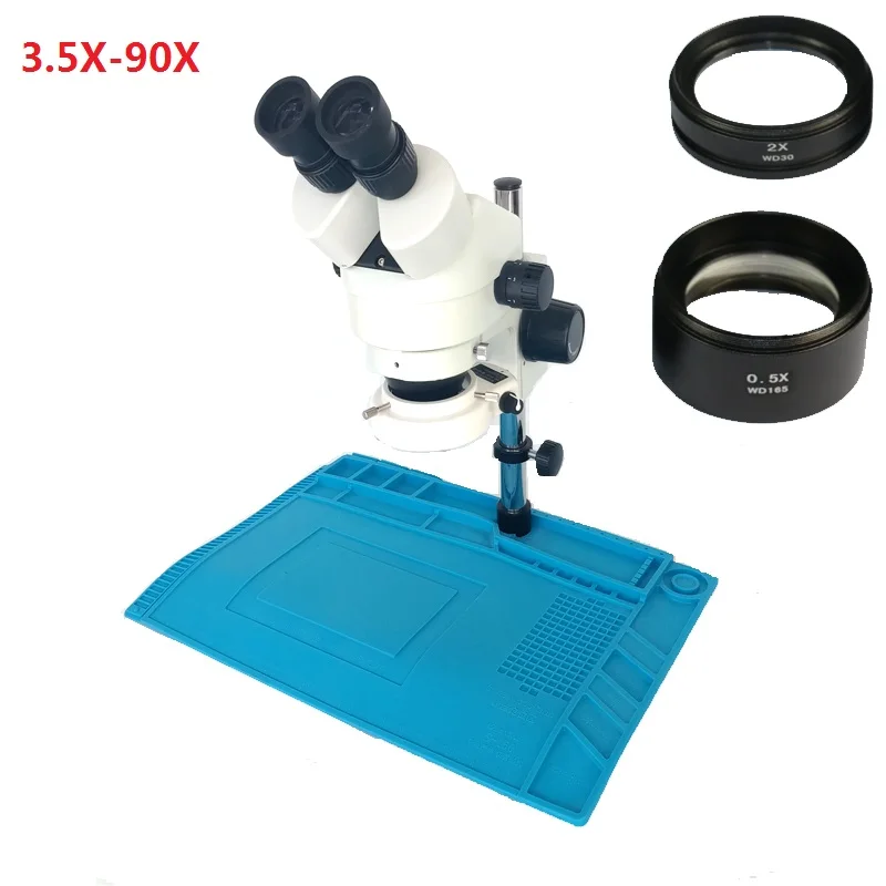 Бинокулярный микроскоп с увеличением 3 5x 90X и силиконовым ковриком|binocular stereo zoom