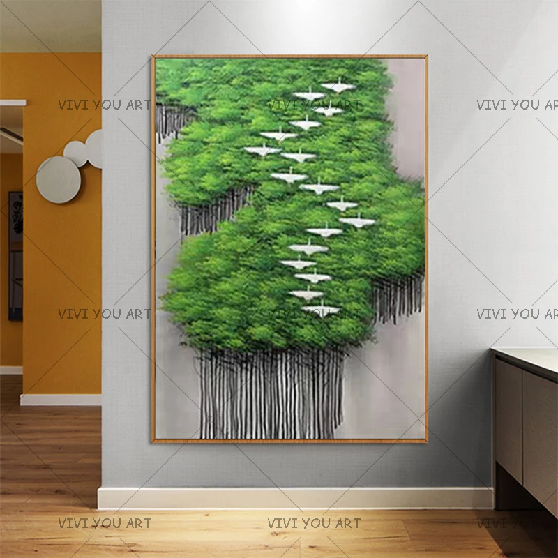 Картина маслом The Four Seasons Trees пейзаж настенное искусство картина ручной работы без