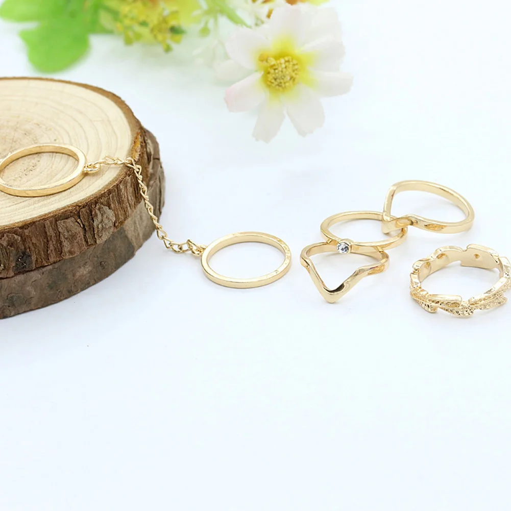 6Pcs/Set High Quality Fashion Ring Jewelry for Women Infinity Gold Mid Nail Knuckle Finger Rings | Украшения и аксессуары
