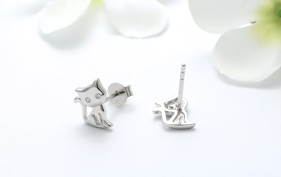 ORSA JEWELS, женские серьги-гвоздики в форме кошки, 925 пробы, серебряные, романтические, 11 мм, серьги с кошкой, женские, Клубные, вечерние, ювелирное изделие, подарок, SE107