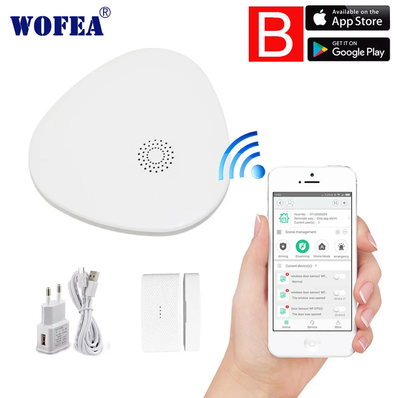 Wofea wifi RF Gataway домашняя система охранной сигнализации DIY KIT IOS и Android смартфон приложение smart host V10 - Цвет: V10 kits B