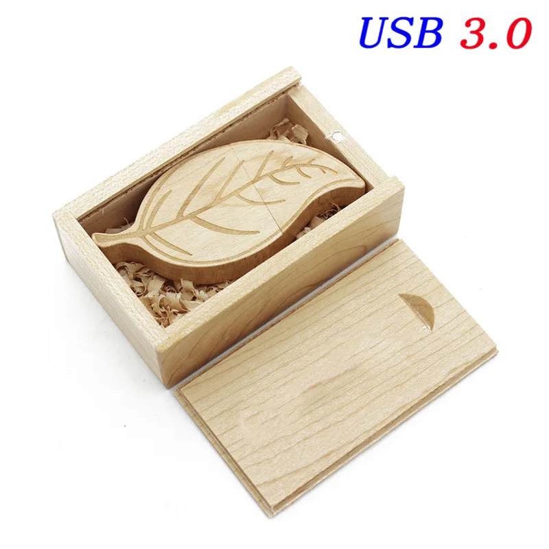 Maple SHANDIAN usb 3,0 деревянный лист+ коробка usb флэш-накопитель карта памяти накопитель 4 ГБ 16 ГБ 32 г 64 Гб подарок(10 шт бесплатный логотип - Цвет: Maple