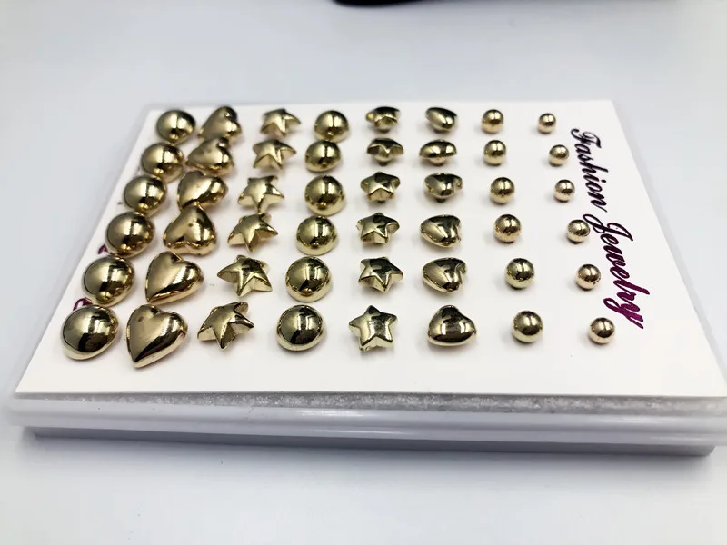 cheap 2021 Hot Fashion 12 pair/set Women Square Crystal Heart Stud Earrings for Piercing Simulated Pearl Flower |