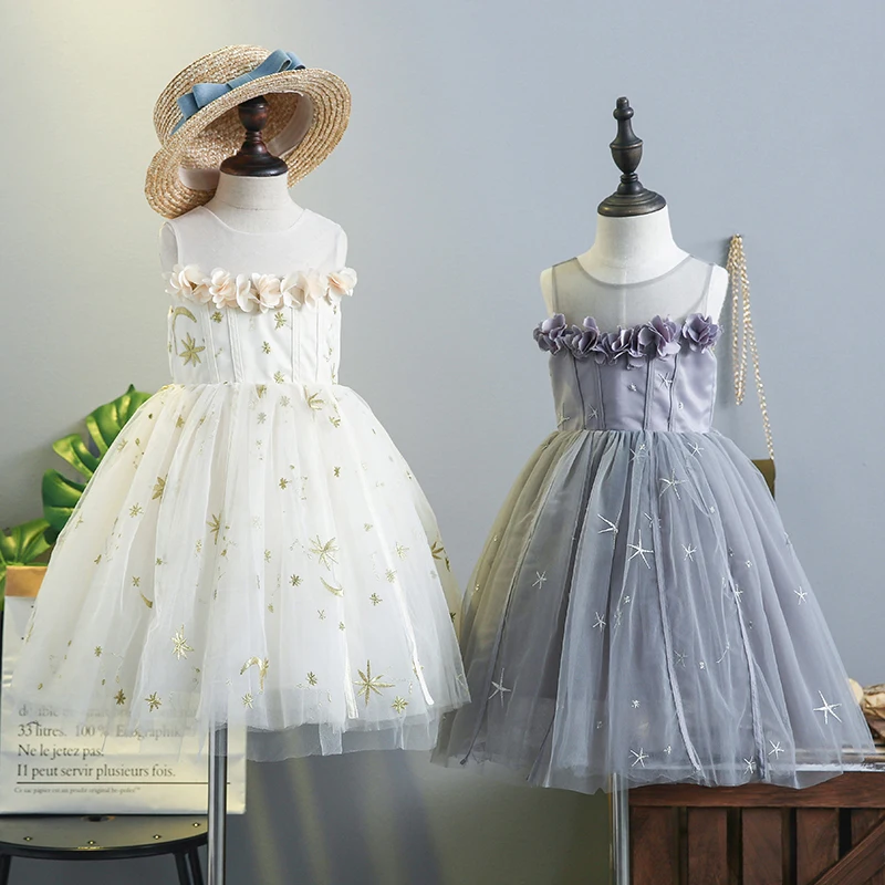 Girls Dress Bling Kids Clothing 2018 Summer Fashion Sleeveless Lace Tutu Star Princess Party EE-212 | Детская одежда и обувь