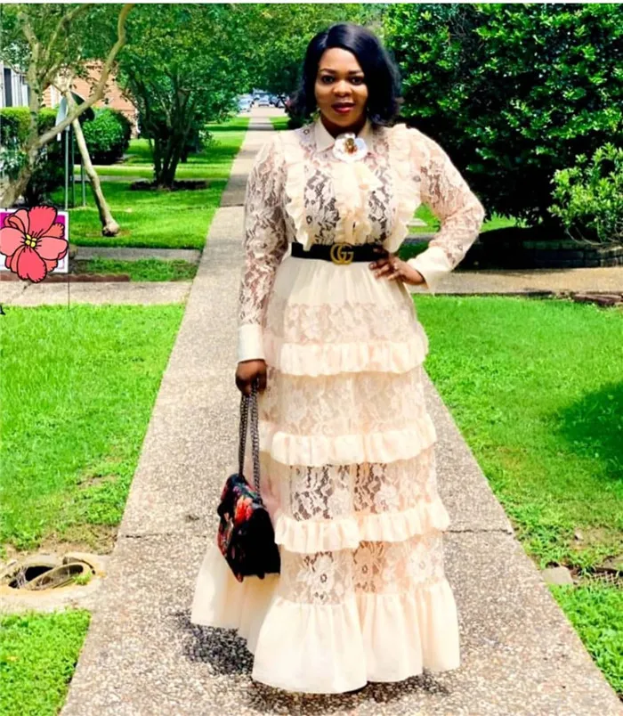 Женское винтажное платье с кружевом классическое длинное большого размера