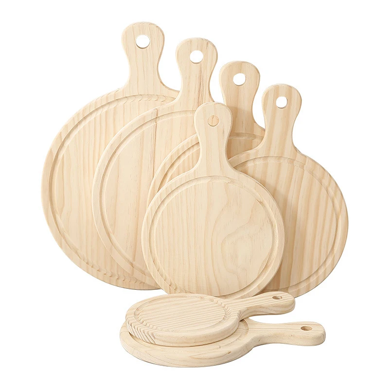 

6-12 inch kitchen tools pizza cooking board round wooden hand tray pizza plate baking plate stone cutting tool cake
