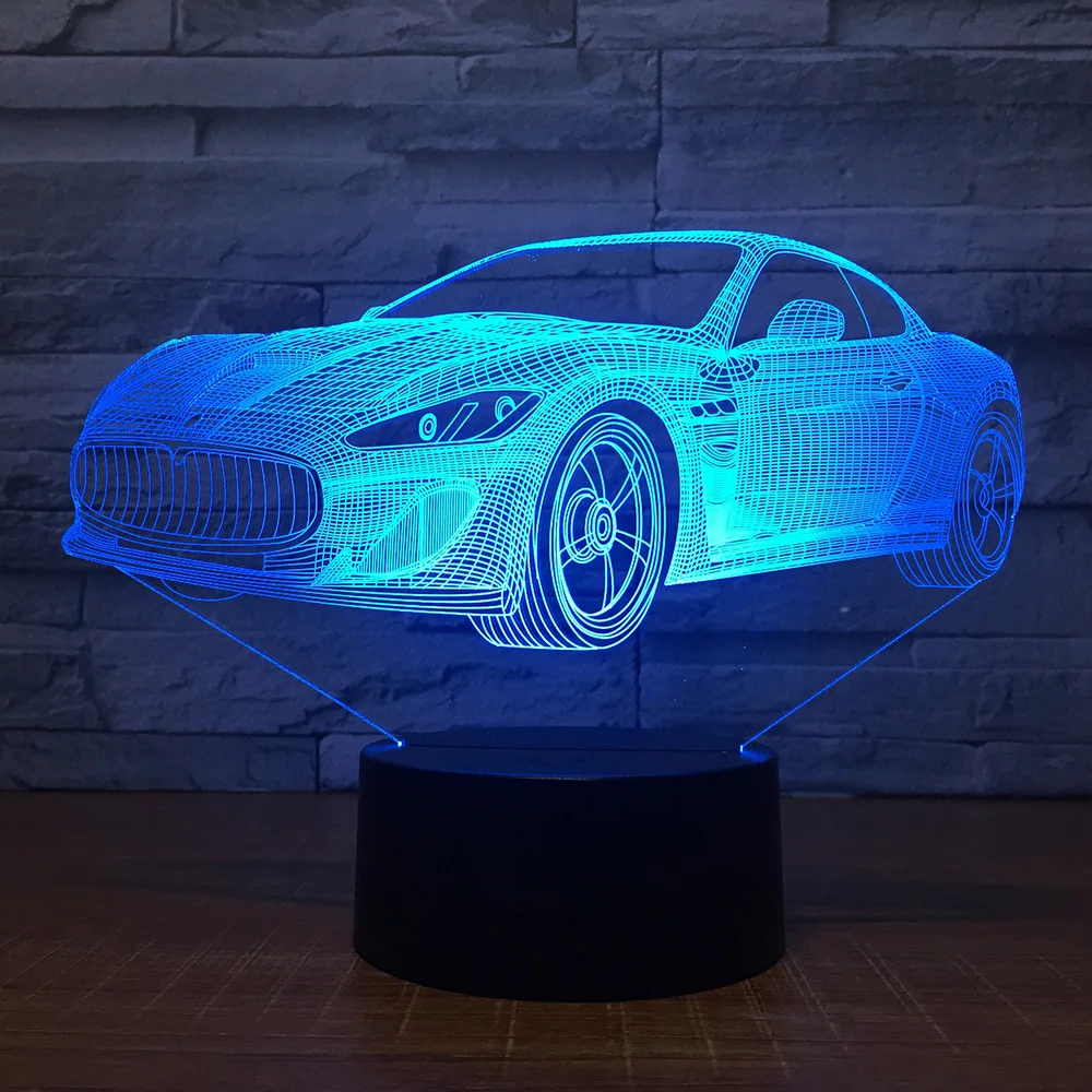 Современный Супер спортивный автомобиль 3D 7 цветов лампа визуальные