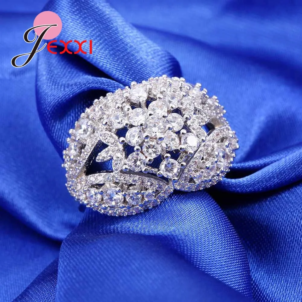 2 цвета белый/фуксия Кристалл Дамы Bijoux Мода полые обручальные Anel чистое серебро 925
