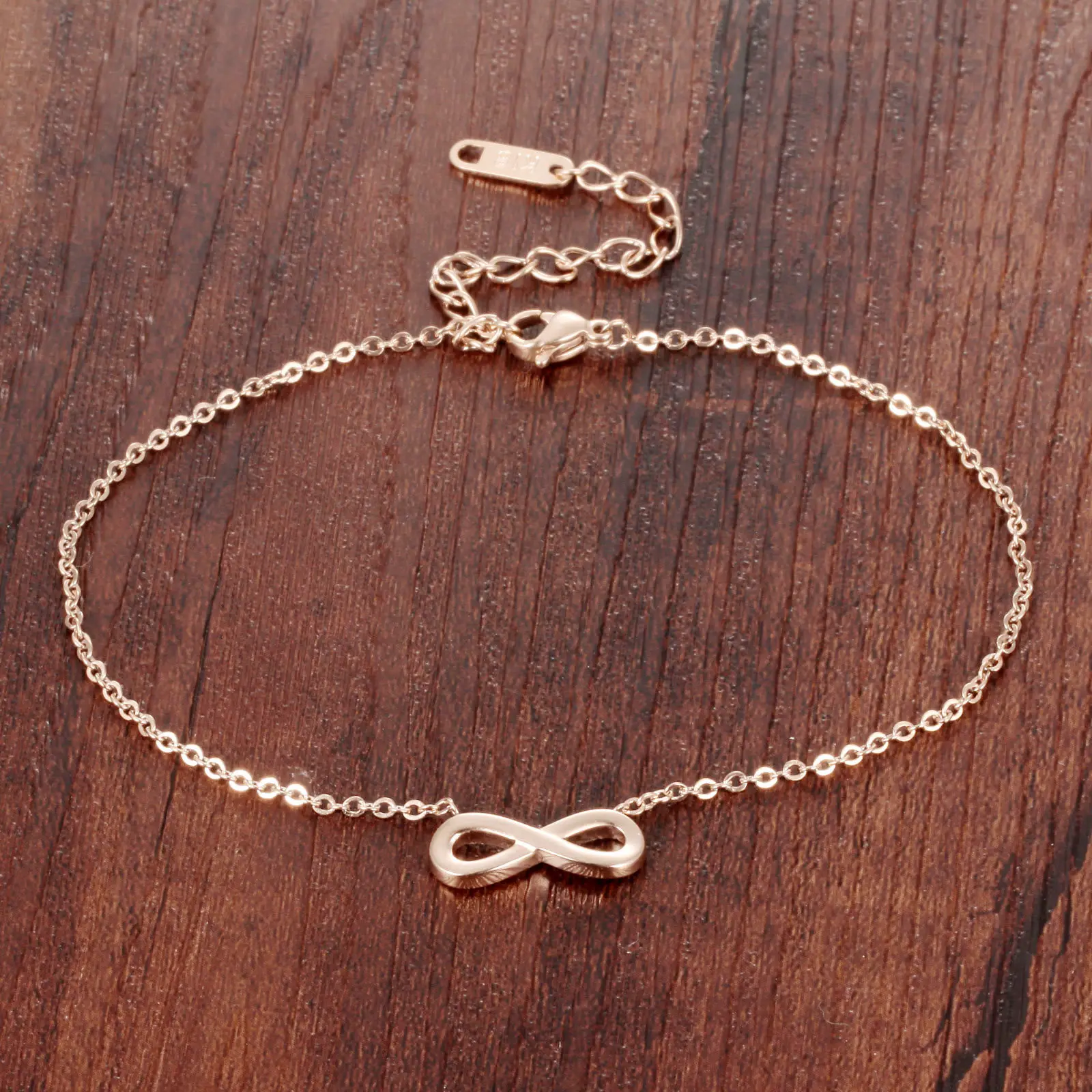 Горячие маленькая Бесконечность ножной браслет розовое золото титана стали