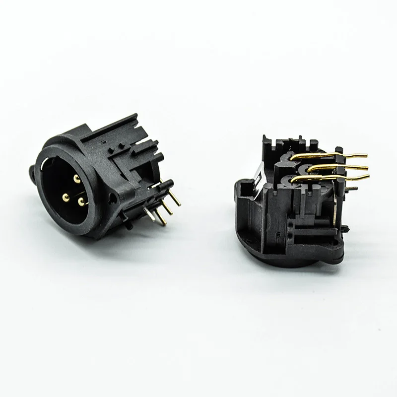 2 шт./лот 3 полюсной золотистой под прямым углом XLR шасси PCB Панель разъем для микрофона