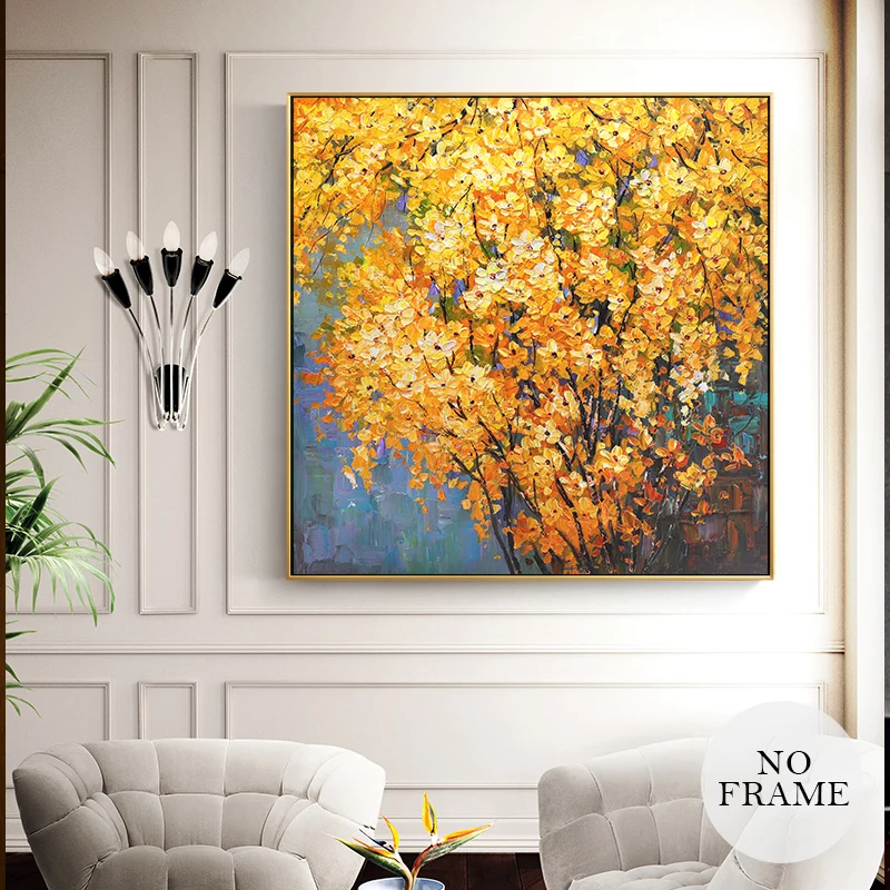 

Modern Flowers Canvas Painting Art Abstract Posters And Prints Wall Pictures For Living Room Square Golden Landscape Home Decor