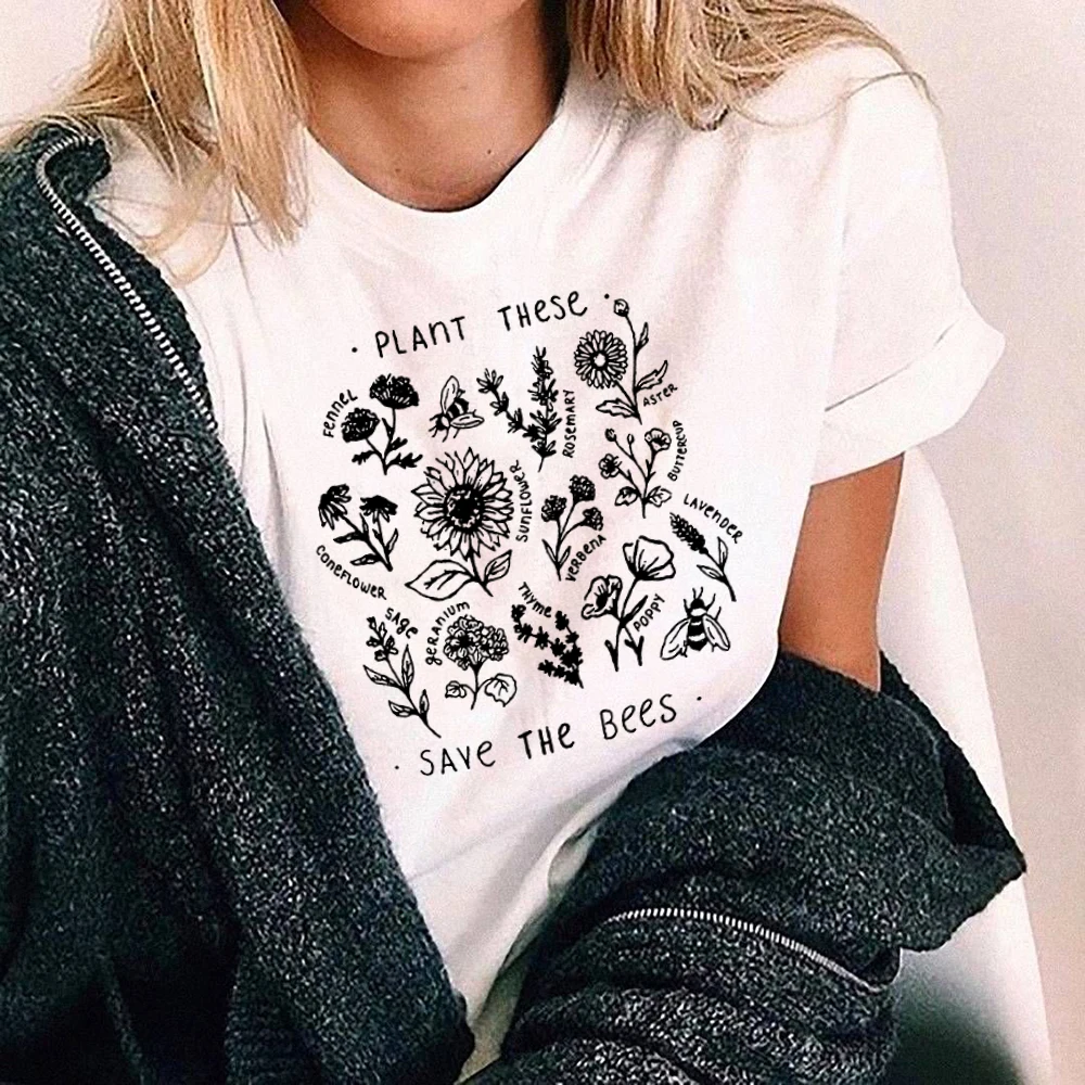Летняя женская футболка с принтом в виде букв save the bees модная свободная