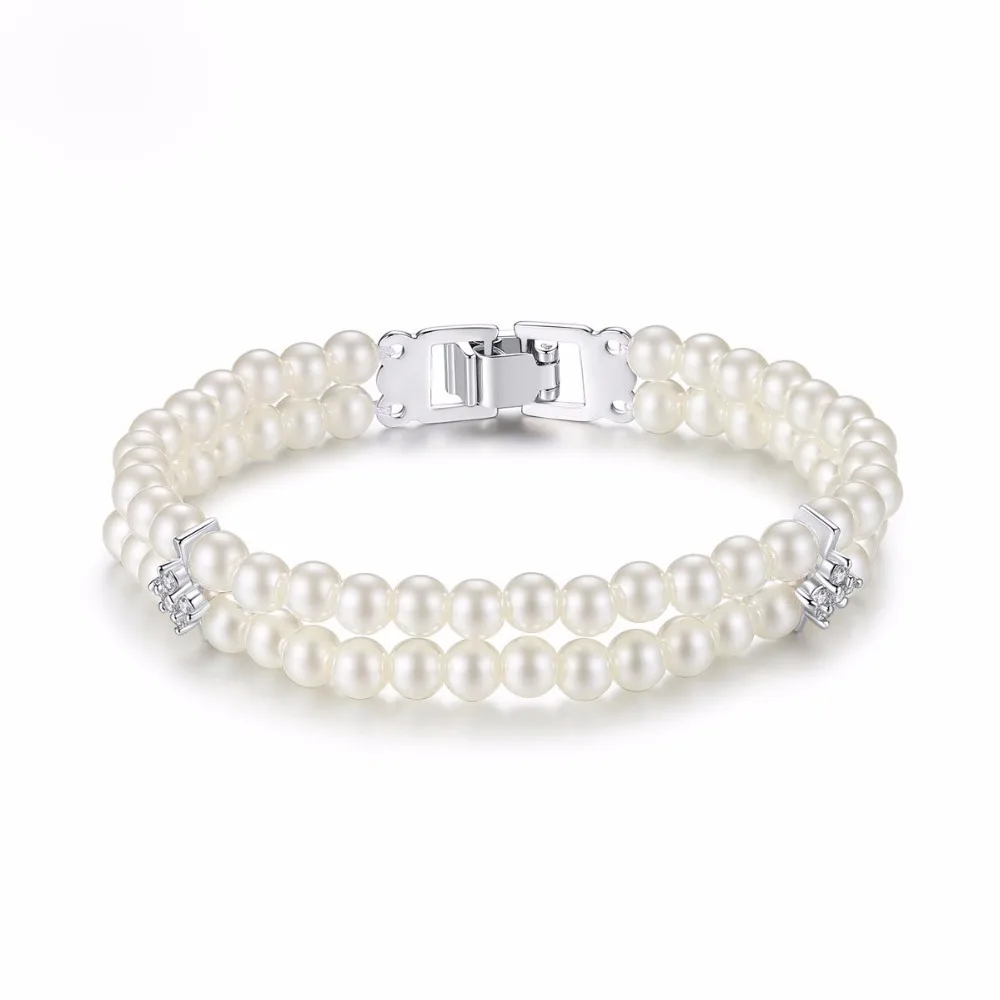 

FloralbrideTrendy Charm Cubic Zircon Pearls Bridal Wedding Bracelet Bangle CZ Bracelet Fashion Bracelet Girls Bracelet