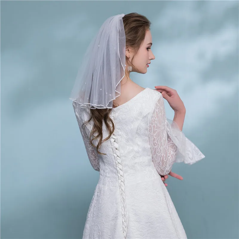 Винтажная короткая свадебная фата Белый/цвет слоновой кости однослойная