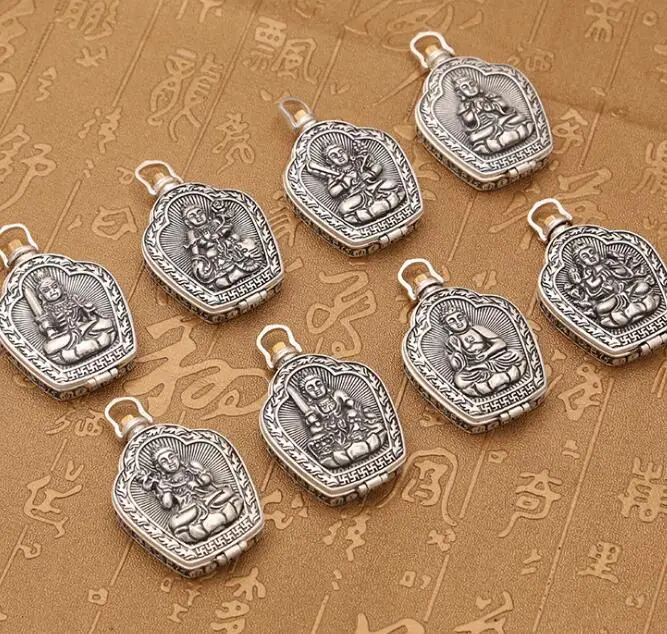 Статуя Будды из серебра 100% пробы с искусственными элементами подвеска твердого