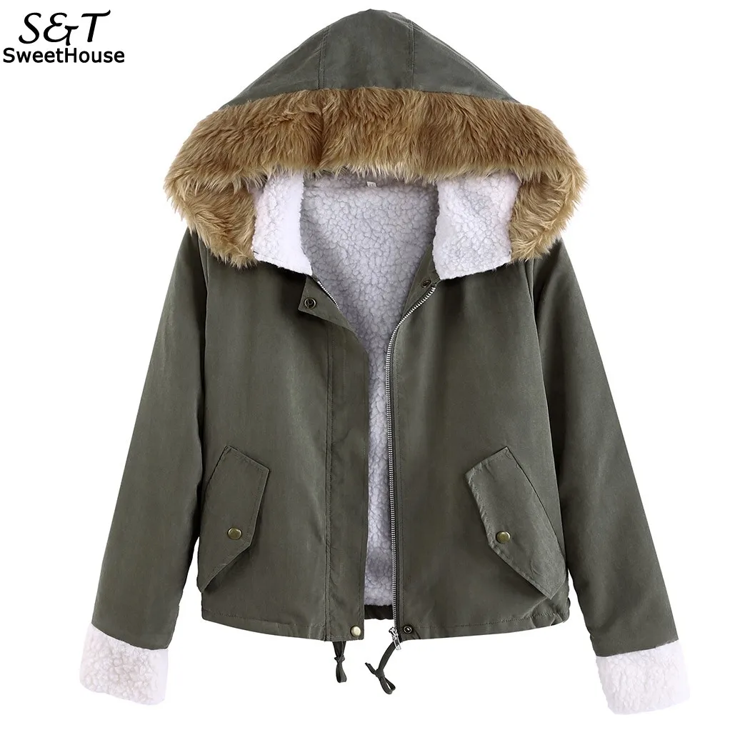 Осенне-зимняя женская куртка 2017 Повседневная Женская пальто из искусственного