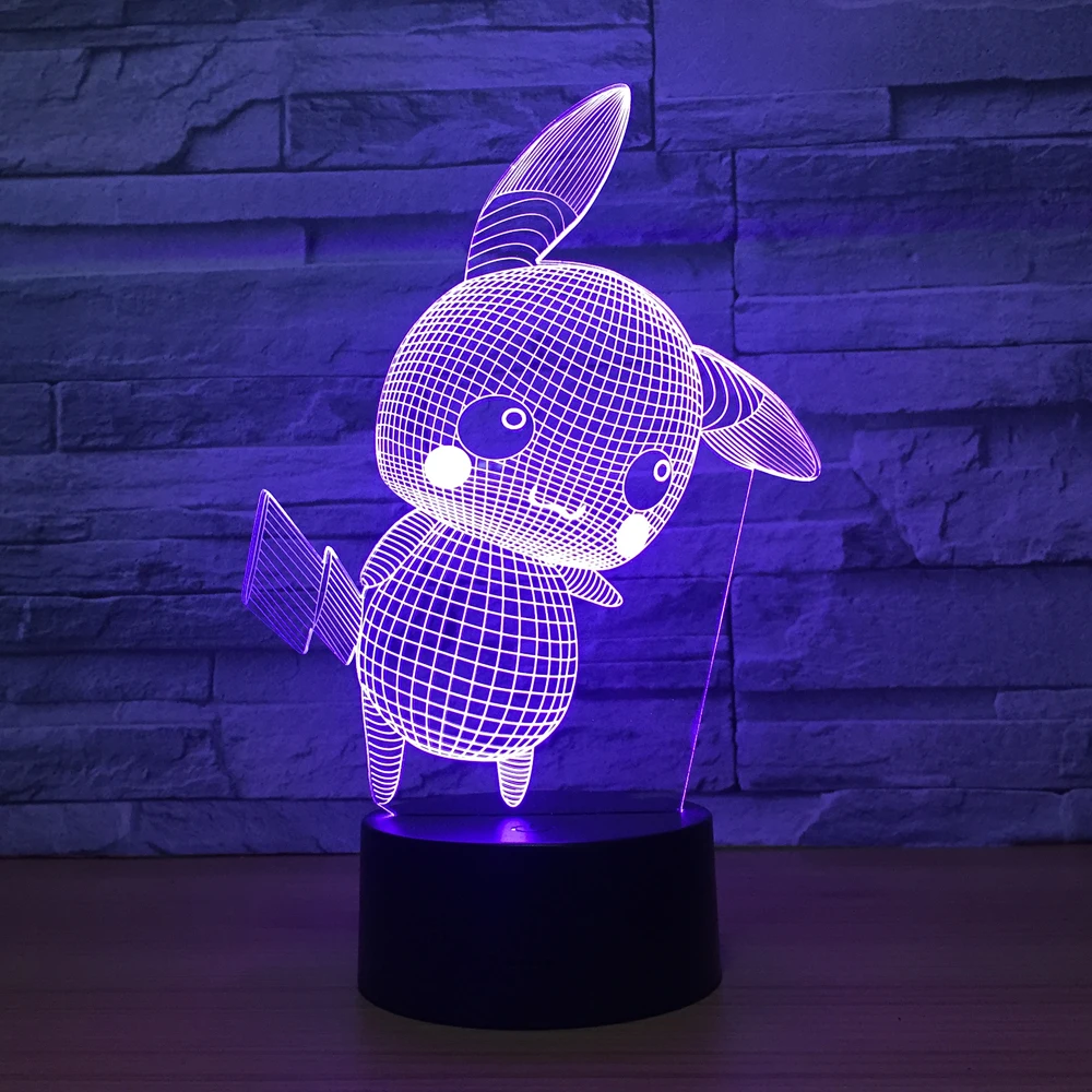 Kawaii Покемон го Пикачу 3D ночные огни атмосфера настроения лампа Мега сенсорный