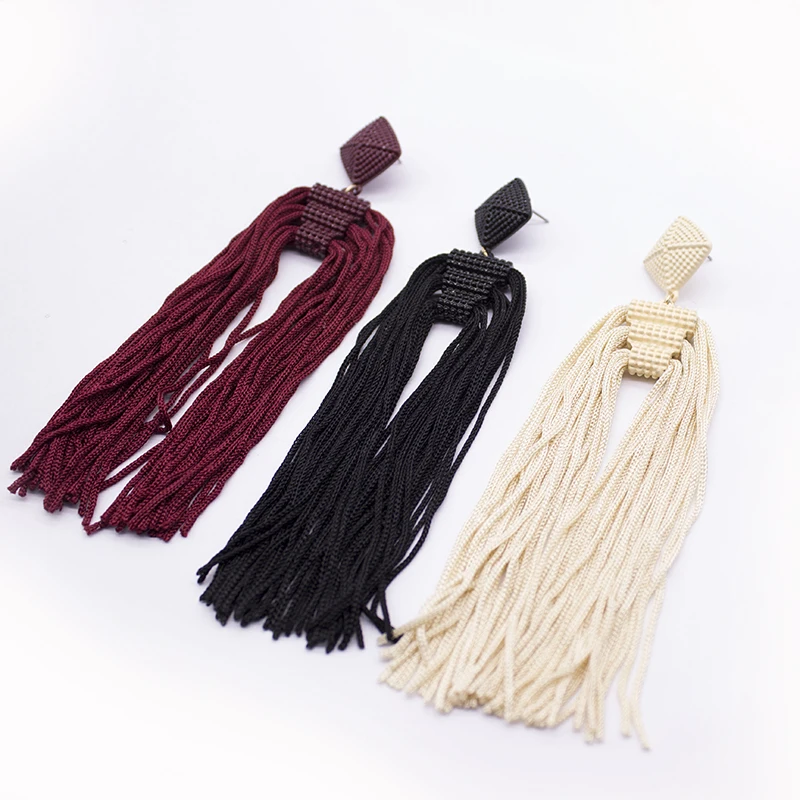 2017 брендовые богемные Веревка Узел длинной кисточкой серьги в ретро стиле ручной