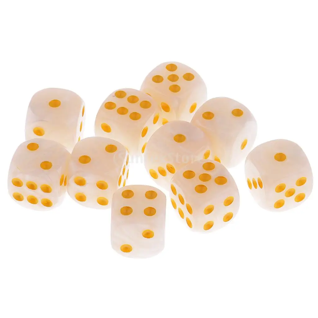 10 Pieces 6-sided Die Pearlized Spot Dice D6 for Party Pub Casino Supplies Table Game Props DIY 1.6cm | Спорт и развлечения