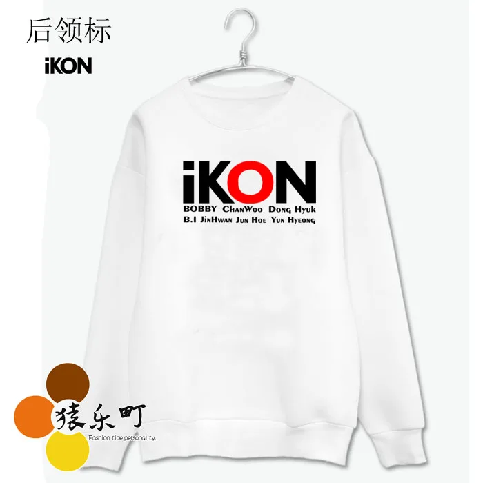 Kpop ikon свитер с круглым вырезом и принтом всех членов сезон весна-осень Модный