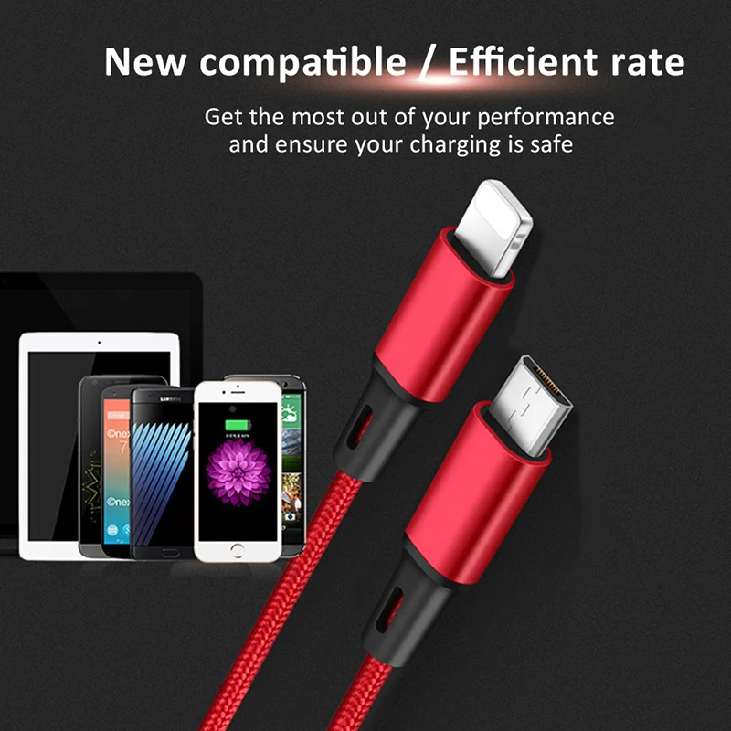 NOHON 2 in 1 Fast Lighting Micro USB Charging Cable For Iphone X 8 7 6 Samsung Galaxy S7 S6 Nylon Cellphone Quick Charger Cables | Мобильные