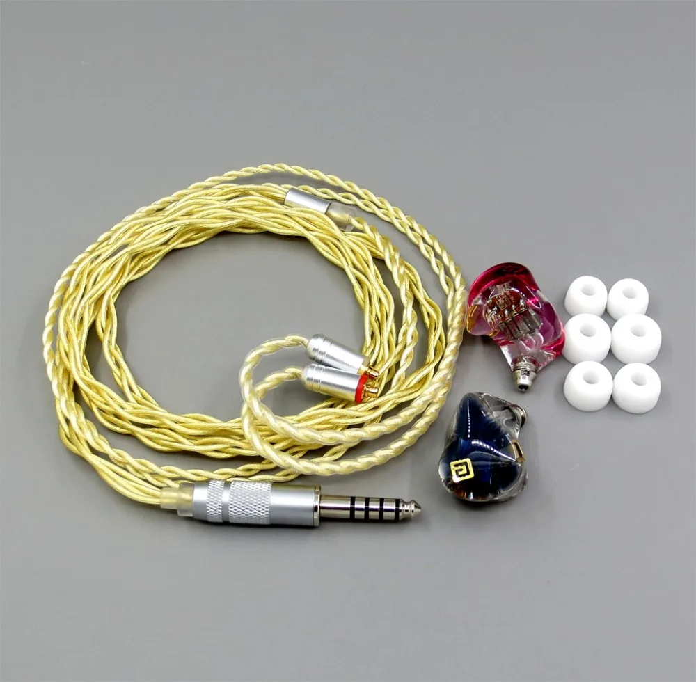 LN005919 чистый серебряный золотой кабель+ DIY пользовательские 5 единиц динамики арматура в ухо наушники+ MMCX кабель для Shure se535 se846