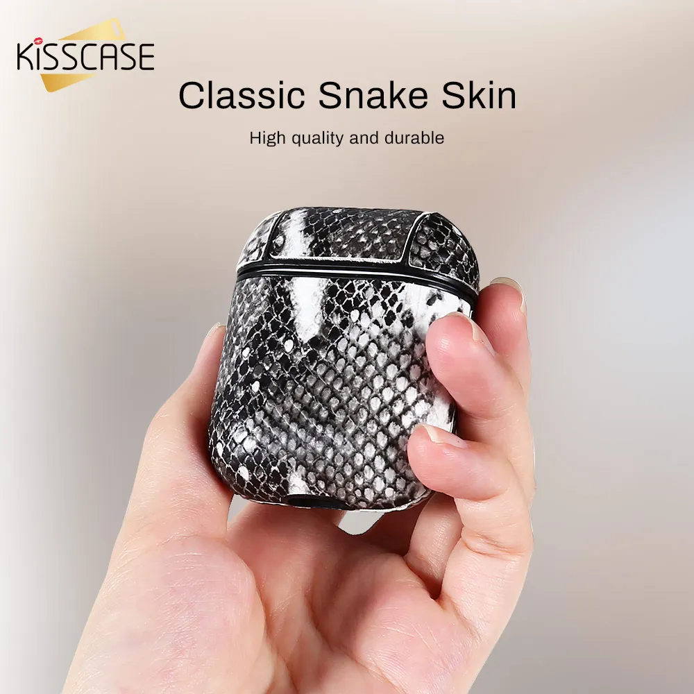 Kisscase змеиная текстура чехол для наушников AirPods защитный Air Pod аксессуары