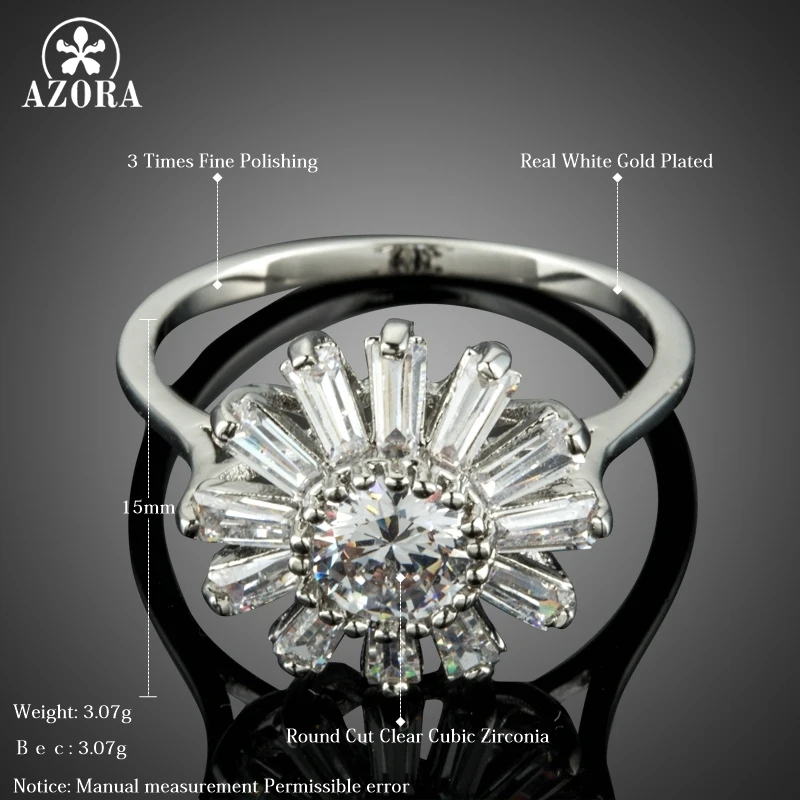 Азора обручальные Снежинка Форма кольца для женщин с прозрачным кубическим