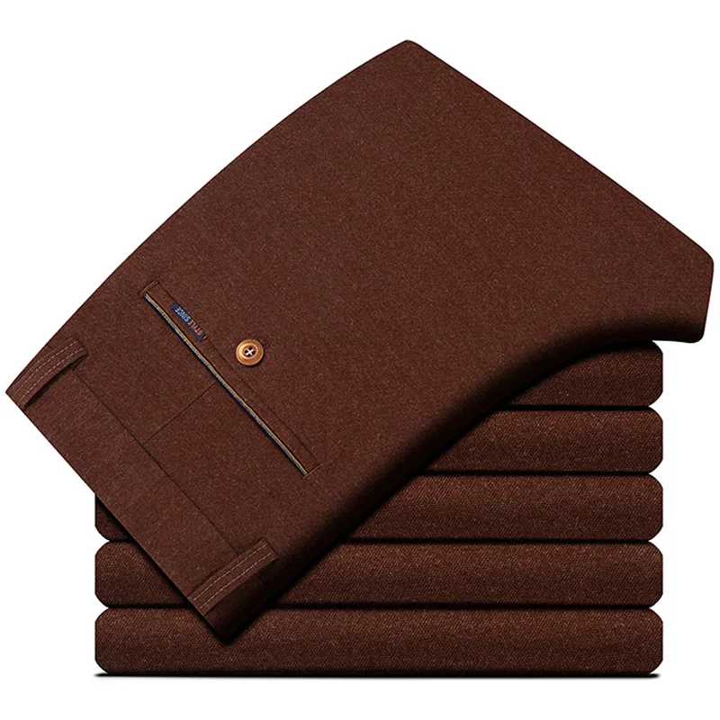 M201 red brown Облегающие повседневные Прямые брюки, Новое поступление, хлопковые брюки для мужчин, плотные панталоны для мужчин, s джоггеры, плюс размер 40 - Цвет: M201 red brown