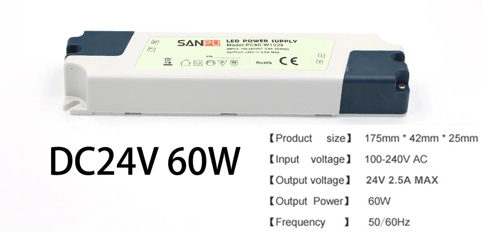 DC 12 V 24 V 60 W светодиодный адаптер питания Трансформаторы высокого качества светодиодный драйвер питания для 5050 5630 Светодиодные полосы света