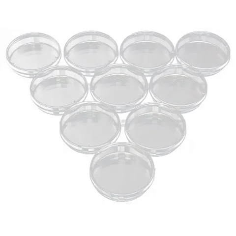 SOSW-10Pcs стерильные чаши Петри с крышками для лабораторная пластина бактериальных дрожжей 55 мм x 15 мм - изображение