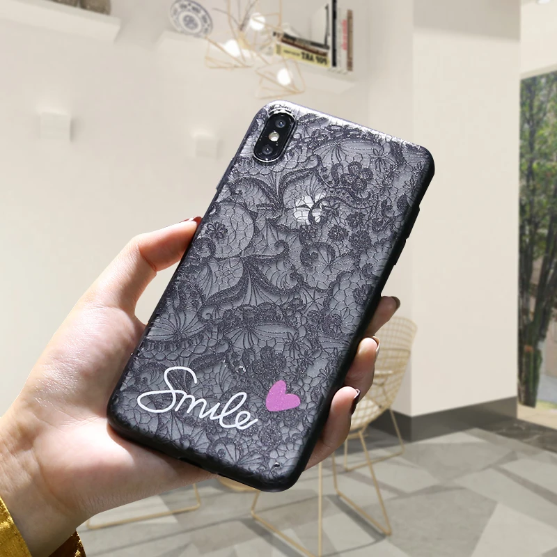 Сексуальный кружевной цветок телефон чехол для iPhone 6 s 7 8 Plus Xs Max XR X 5 5S SE 6s жесткая