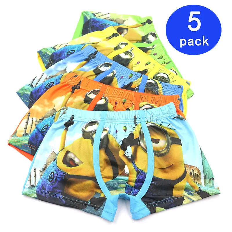 5 шт./лот нижнее белье для мальчиков с героями мультфильмов мягкие дышащие