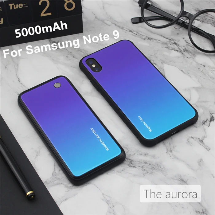 Purple for Note 9 5000 мАч беспроводной магнитный чехол для зарядки аккумулятора s для samsung Galaxy S9 Plus Note 8 Note 9 чехол для питания - Цвет: Purple for Note 9