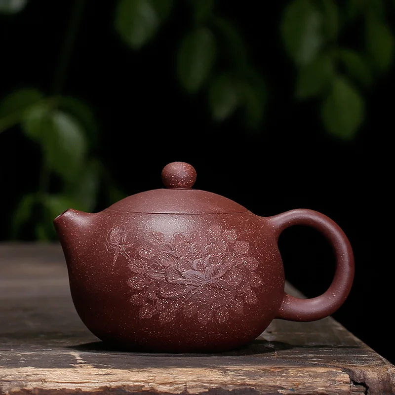 

190CC Yixing purple clay xi shi teapot undressed peony ore manual pot drinkware zisha kettle with gift box