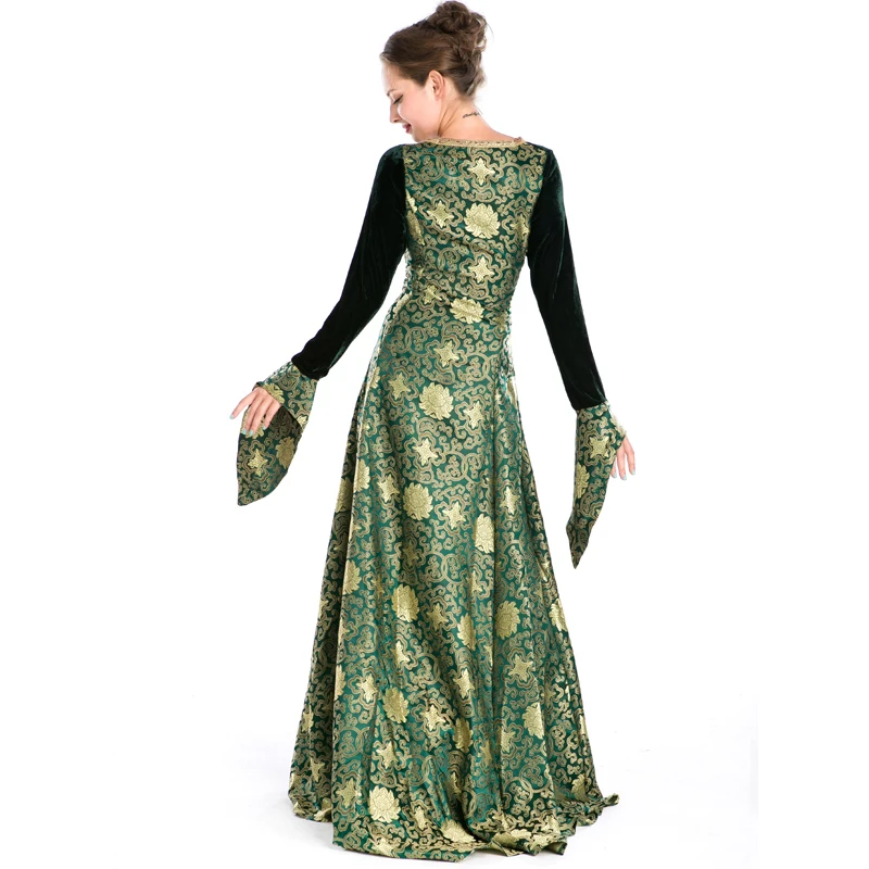 Halloween Medieval Queen Cosplay Costume Dress Renaissance Lace Up Vintage Gothic Women Witch Dresses Retro Gown |