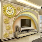 Пользовательский Европейский Алмазный свод золотые цветы водонепроницаемая ткань для стен гостиной фон для стены украшение обои 3D Роспись