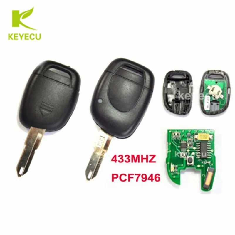 Брелок KEYECU для дистанционного ключа 5 шт. 1 кнопка чип PCF7946 433 МГц Renault Megane Clio Master